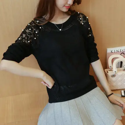 

Fashion spring and autumn loose sweater women spring 2020 new women's lace knitted women's long sleeves Slim was thin autumn