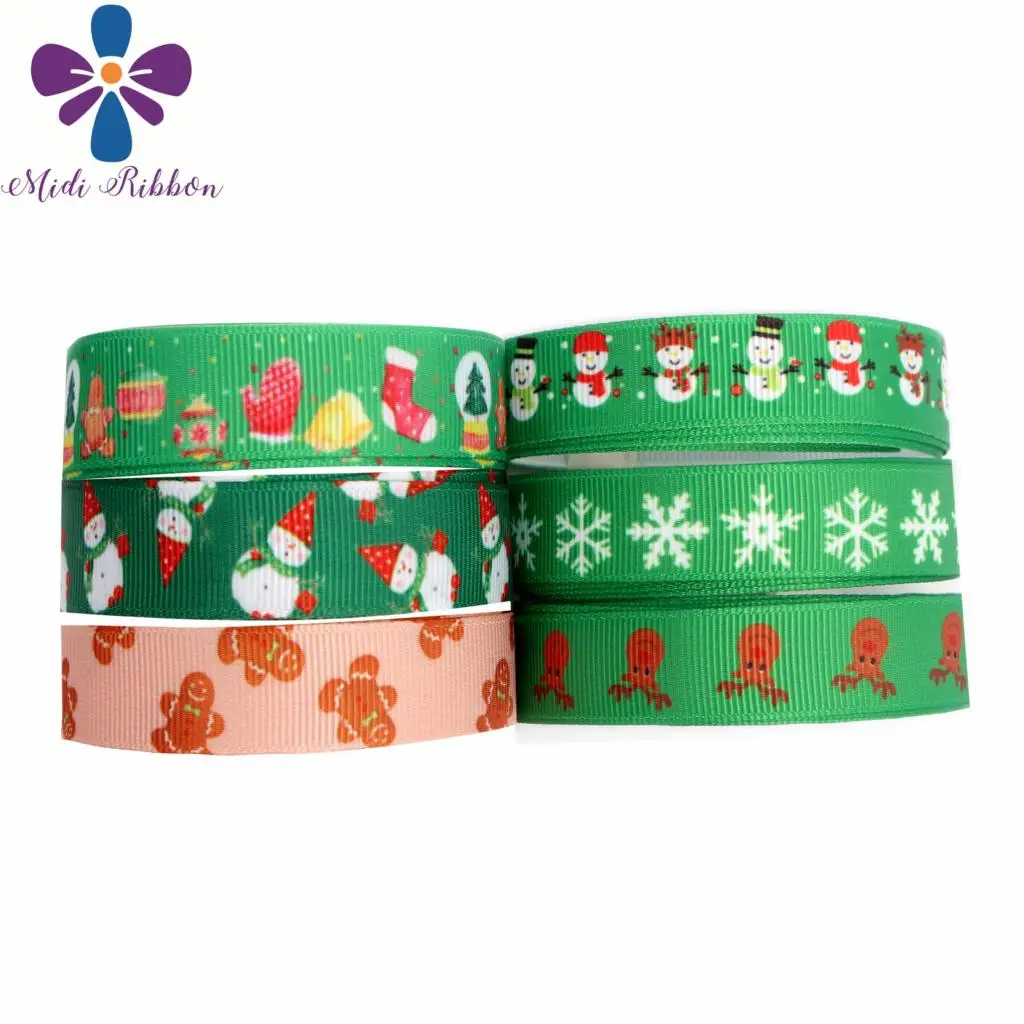 

Рождественская серия, 16 мм-75 мм, мультяшный лось, снежинка, печатная корсажная лента, снеговик, чулки, «сделай сам», волосы, бантики, 50 ярдов/р...