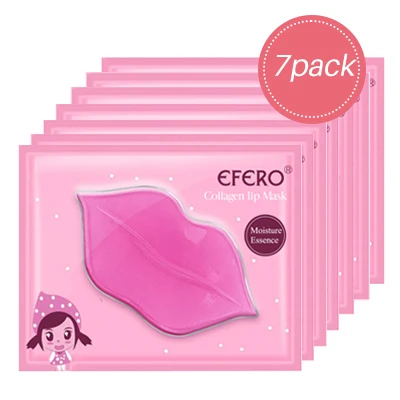 7pack pink 2/3/5/6/7 Pack Кристалл Коллаген для губ маска для губ пополнела увеличитель губ масок увлажняющая питают анти-против старения Уинкль набор патчей - Цвет: 7pack pink