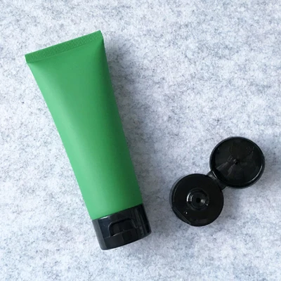 Black Cap 100 г матовый зеленый пустой косметический шланг Мягкая трубка откидная крышка пластиковая Косметическая грань моющее средство многоразового контейнера сжимаемая лосьонная трубка - Цвет: Black Cap