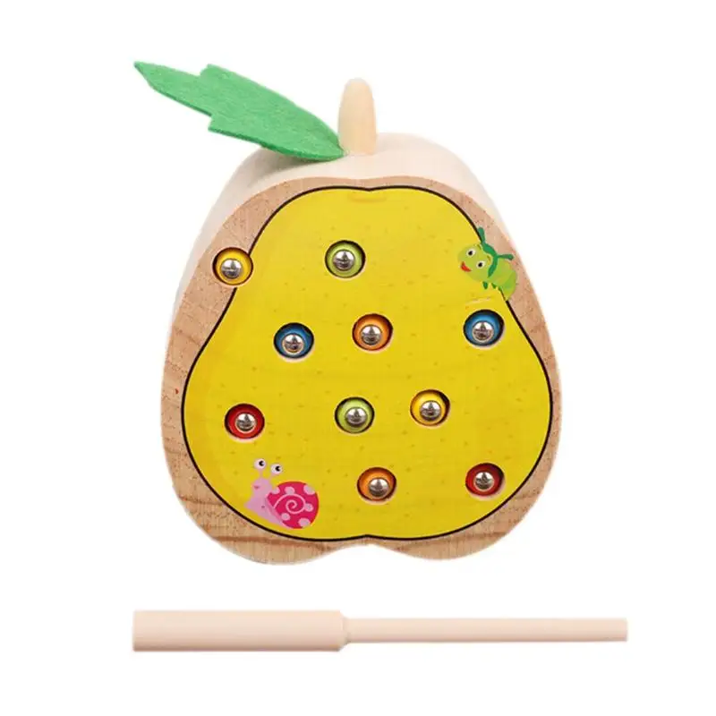 02 Тип Детские деревянные игрушки 3D головоломка Раннее детство развивающие игрушки ловить червя Игра цвет Когнитивная Магнитная игрушка для детей - Цвет: 02