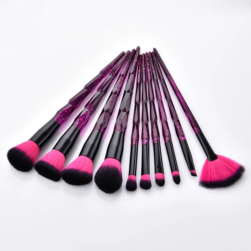 10 шт кисти для макияжа Набор Радуга звездное небо Make Up Brush инструменты из горного хрусталя Фонд глаз и губ тональный крем для лица кисти Unicorn Brush комплект