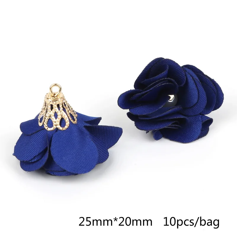 Royal Blue 17 цветов, модный тканевый цветок, кисточка, подвеска, пряжка, сосуд, золотой цвет, Колокольчик для сережек, сделай сам, ювелирное изделие, изготовление - Цвет: Royal Blue