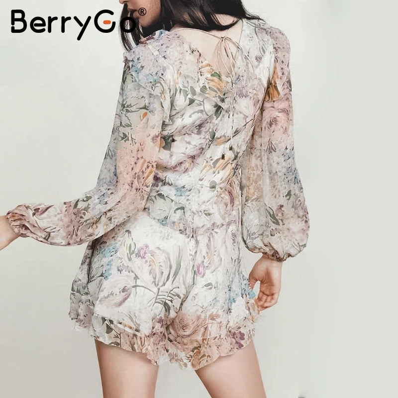 BerryGo/женские костюмы с цветочным принтом элегантные женские комбинезоны