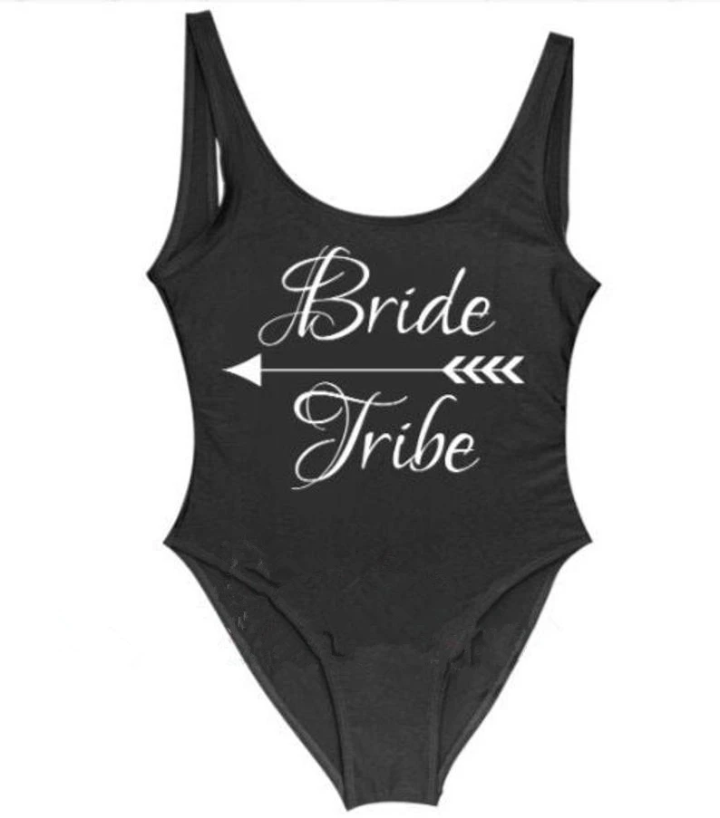 Свадебная вечеринка вечерние надпись Bride Tribe купальник платье подружки невесты