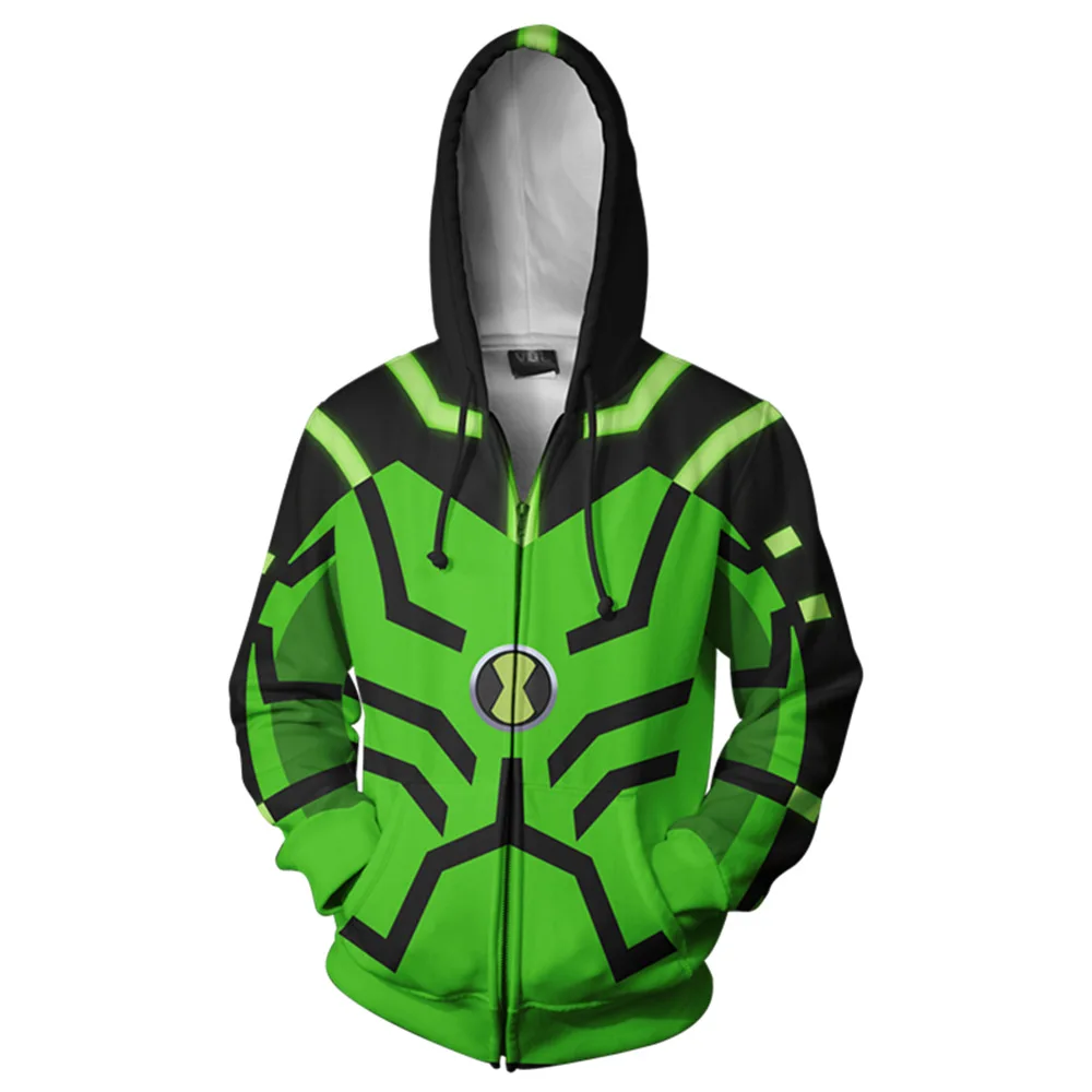 Аниме ben10 Alien Force косплей костюмы толстовки на молнии свитшоты с 3D принтом унисекс