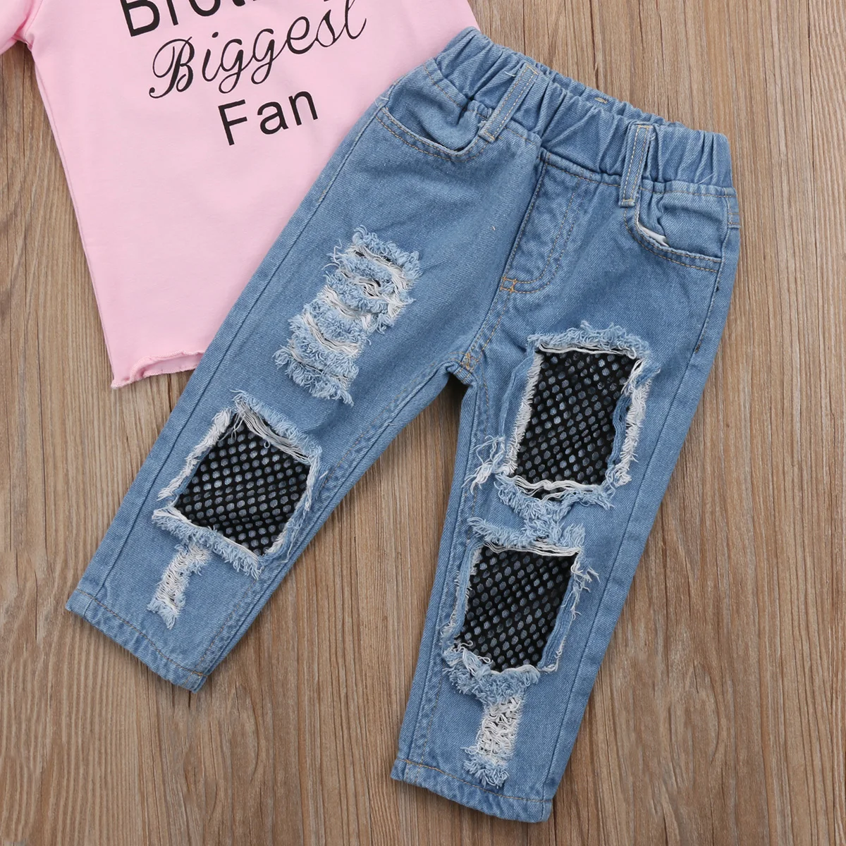 Комплект одежды для девочек из футболки с коротким рукавом и джинсовой ткани |