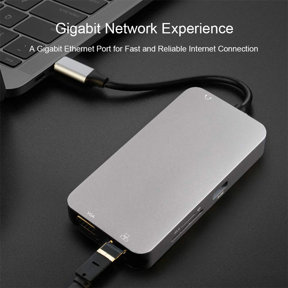 Usb хаб 10 в 1 адаптер Thunderbolt 3 Type C док станция порта USB 0 4K HDMI 1080P VGA RJ45 Gigabit Ethernet для Macbook