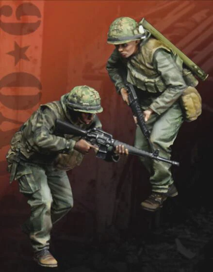 1/35 Смола Модель Строительный комплект фигурка два Вьетнама войны