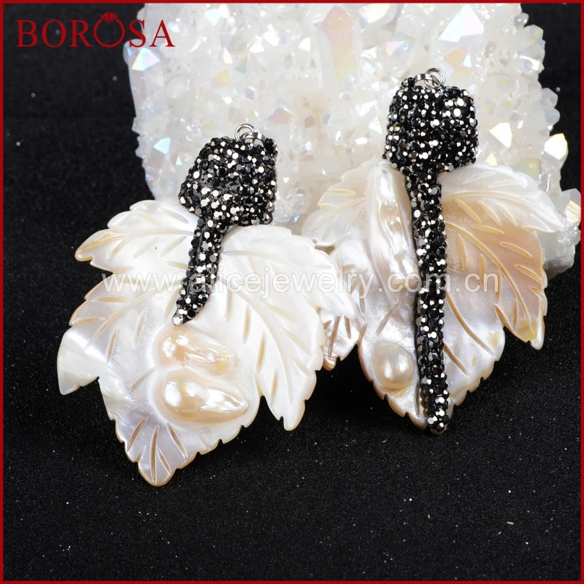 BOROSA 5 шт. ювелирные изделия Druzy натуральный корпус резной лист подвеска стразы