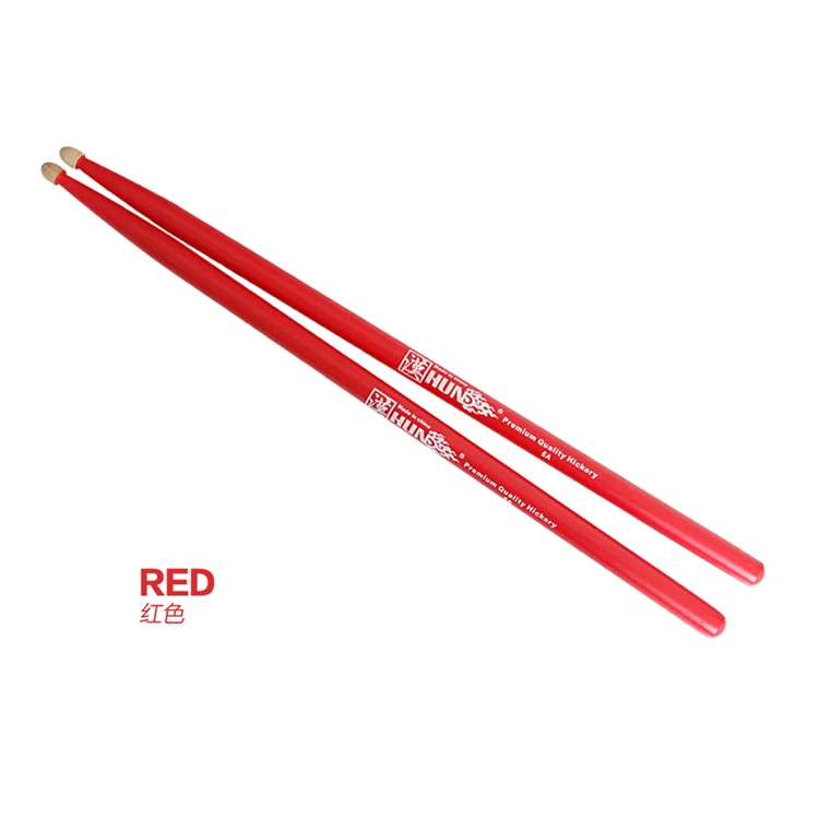 red Ручная работа Американский Hickory перкуссия HUN 5A Барабанные палочки Барабанные молотковые палочки Барабанные аксессуары - Цвет: red