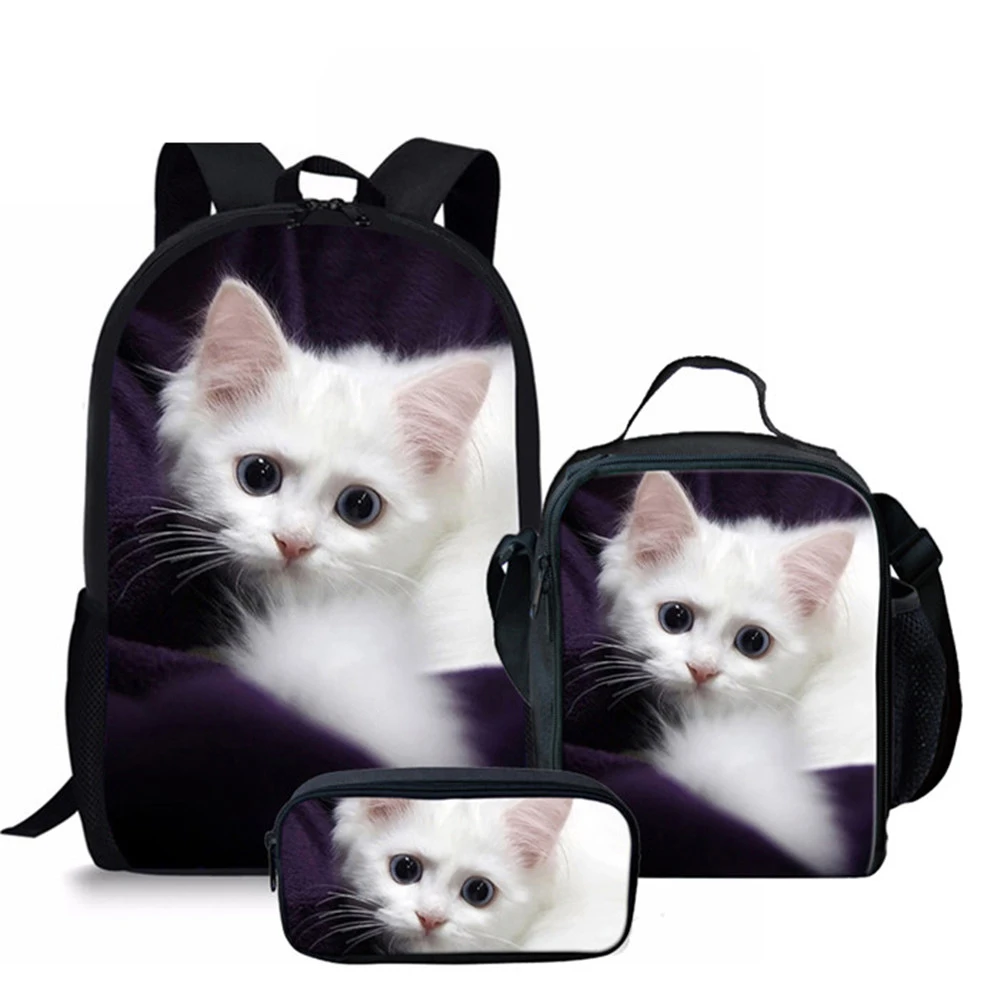 

Backpack Childrens 3set Adorable Kitten Cat School Bag for Girls Orthopedic Satchel Schoolbag In Primary Students Notebook Bag