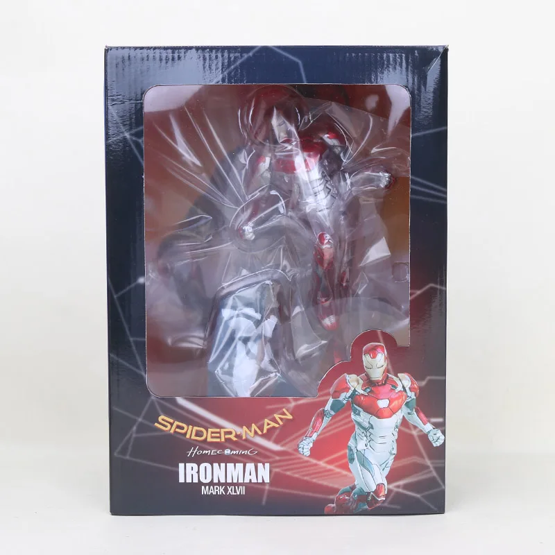 ironman box 22-27 см игрушки Marvel Мстители 4 эндигра ПВХ Фигурки Локи танос Железный человек Человек-паук Danvers Марвел Капитан Коллекционная модель - Цвет: ironman box