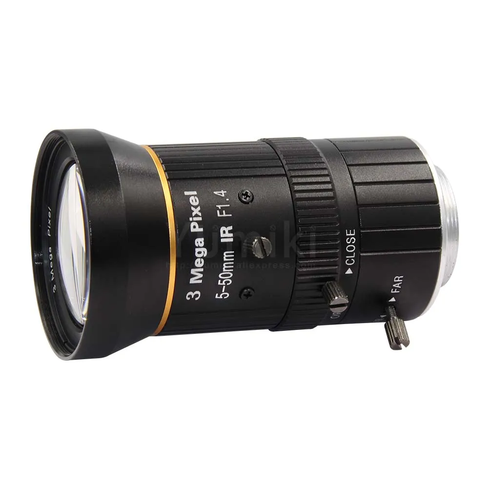 Yumiki HD 3,0 мегапиксельная ручной F1.4 ирис 5-50 мм объектив с переменным фокусным ИК Объективы для видеонаблюдения CS для банковских чеков в супермаркет контроль дороги