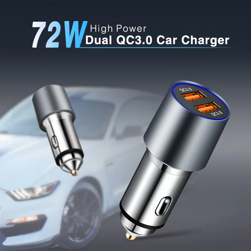 72 Вт двойной QC 3,0 USB Автомобильное зарядное устройство Быстрая зарядка 3,0 USB зарядное устройство для iPhone samsung huawei мобильный телефон быстрое зарядное устройство Автомобильный USB адаптер