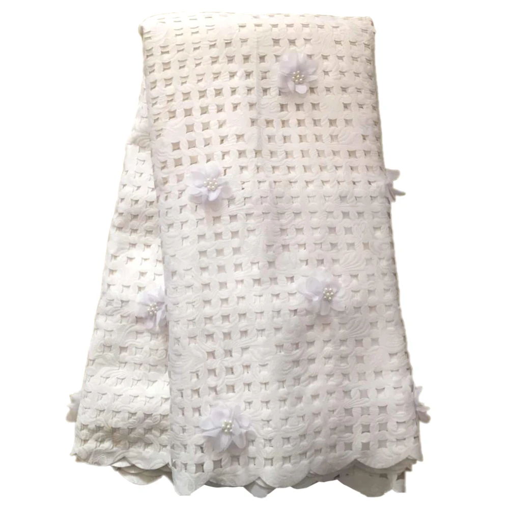 PULU 5Yards/Lot African Mesh 3D Flower Lace Fabric Nigerian Wedding French | Дом и сад