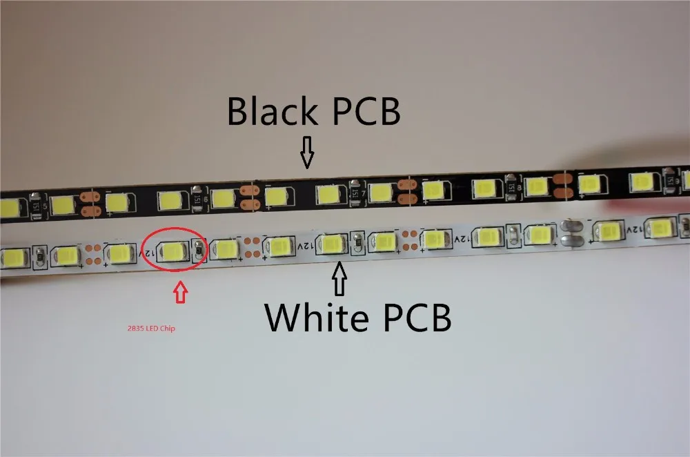 IP20 узкая сторона 5 мм Светодиодная лента светильник 2835 SMD гибкая Диодная лента лампа Белый/Черный PCB 120 светодиодный s/m DC12V tiras светодиодный лента