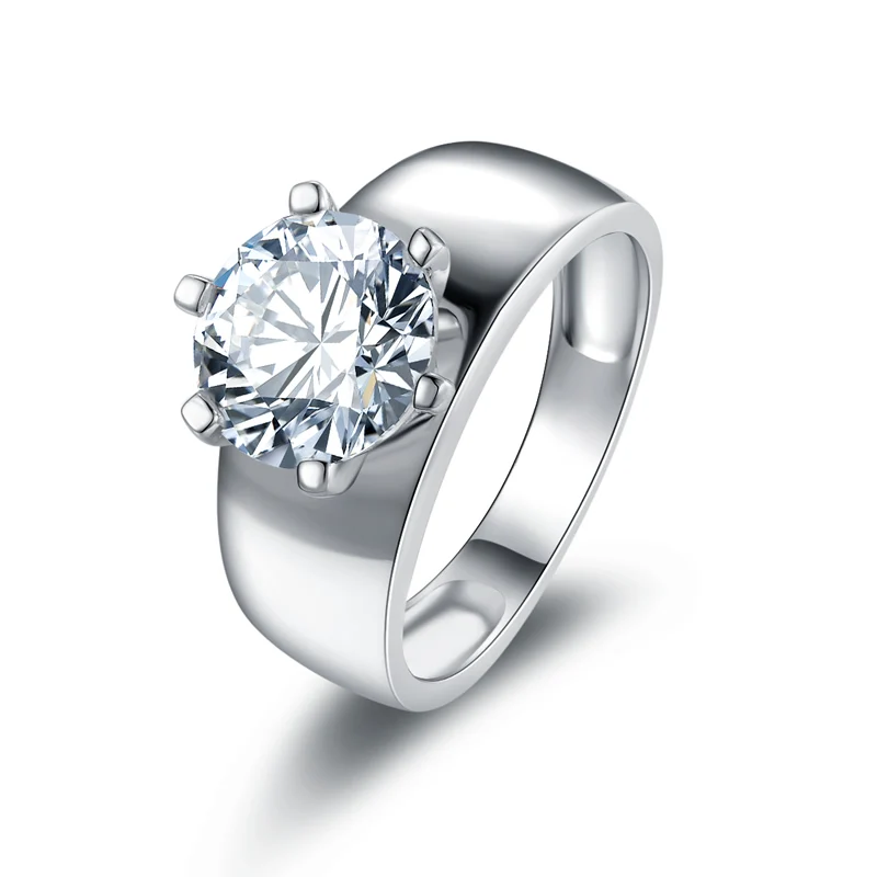 AINUOSHI роскошное широкое кольцо Solitaire, круглое кольцо 14 к, однотонное белое/желтое золото, Anillo SONA, бриллиантовое Женское Обручальное Кольцо