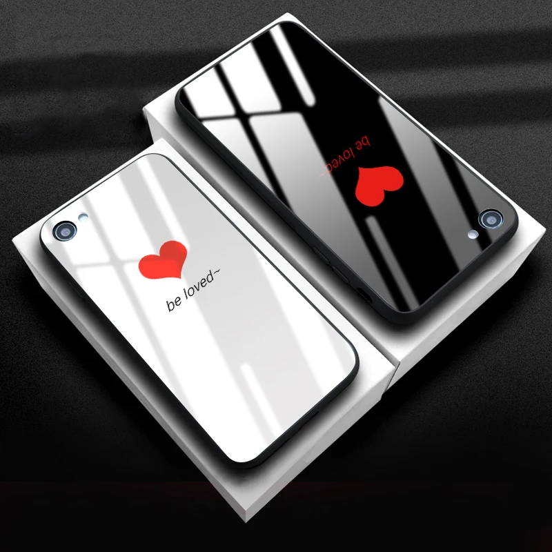 Любовь Сердце чехол из закаленного стекла для телефона iphone X 8 7 Plus модные пары