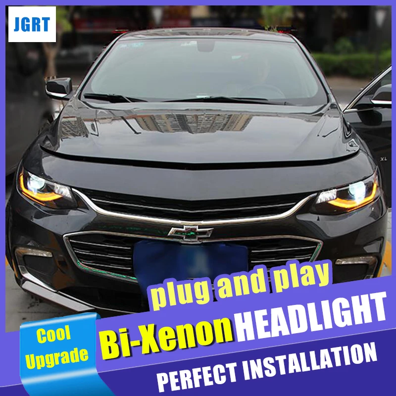 Автомобильный Стайлинг для Chevrolet Malibu- светодиодный фары для Малибу фары светодиодный DRL+ Динамический сигнал поворота Биксеноновые линзы