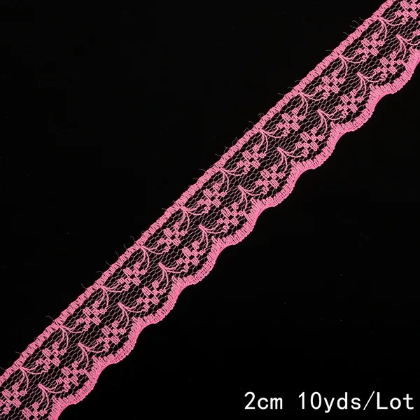 Dark Pink 10 ярдов 20 мм кружевная лента двусторонняя ручная работа вышитая Сетка кружевная отделка ткань лента DIY швейная юбка аксессуары - Цвет: Dark Pink