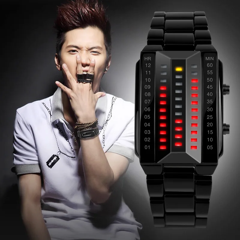 Relogio masculino мода skmei смотреть Любителей LED Мужчины Женщины Из Нержавеющей Стали