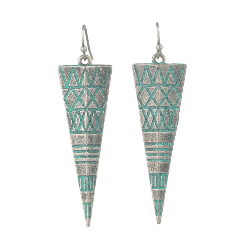 E021900 Fashion Vintage Bohemia Black Hollow Water droplets Round Circle arrow triangle Tassel Women's earrings Charm Ethnic jewelry - Окраска металла: E021900