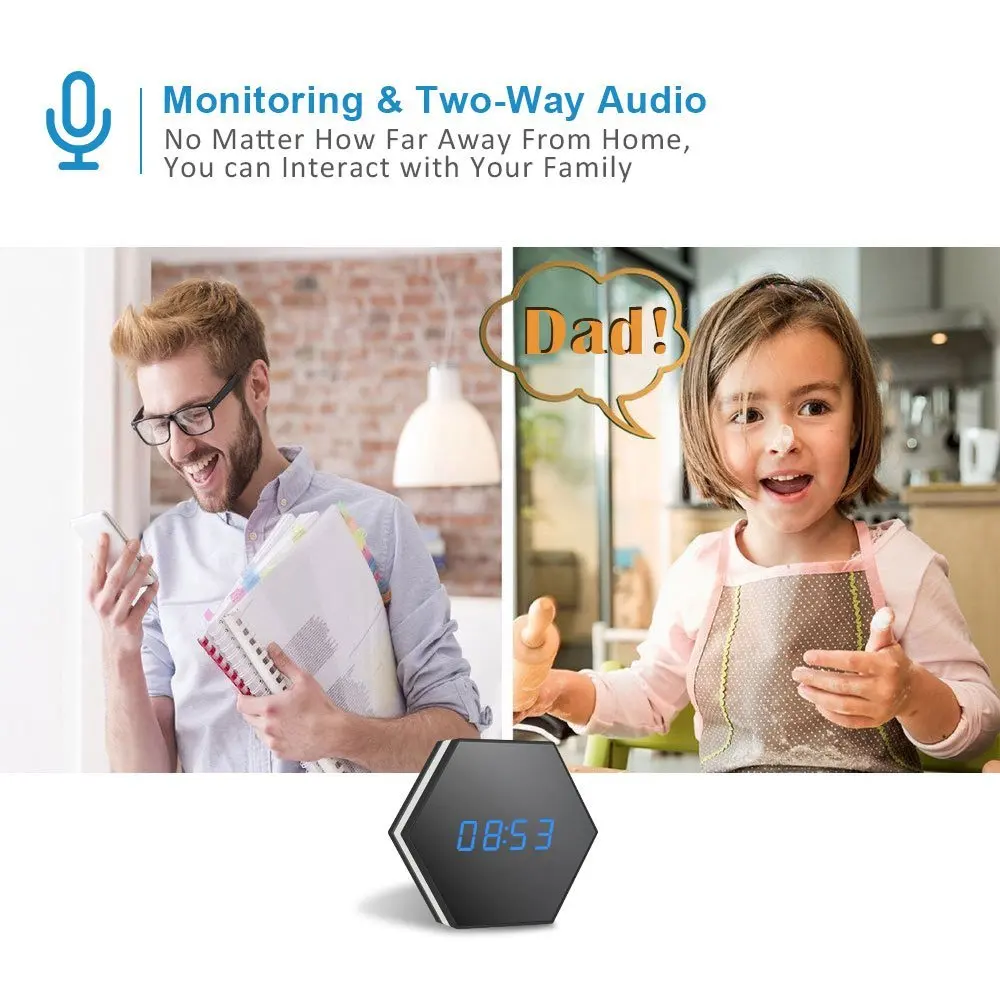Беспроводная мини камера Wifi часы HD 1080P умные зеркальные IP ночное видение