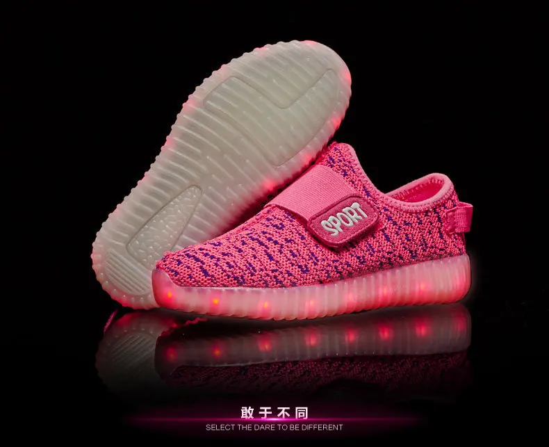 Size 25-37 Kids Led USB Recharge Glowing Shoes Children's Hook Loop Shoes Children's Glowing Sneakers Kids Led Luminous Shoes