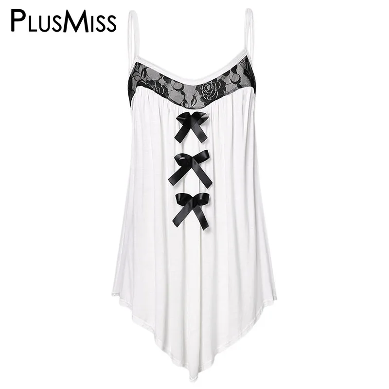 PlusMiss размера плюс 5XL сзади и цветочными кружевами топы на бретельках Женские