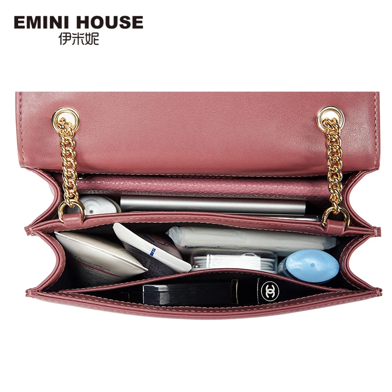 EMINI HOUSE женские сумки через плечо из спилка 2018 декорированные кольцом на цепочке