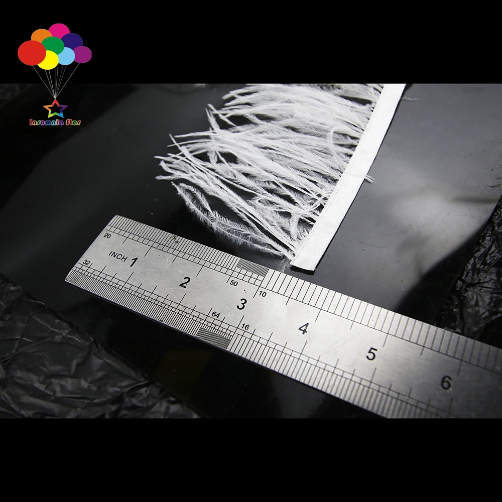 Красивая Белая лента Ostrich перьевая ткань Trims 5/10 6 дюймов/8 15 см для карнавального