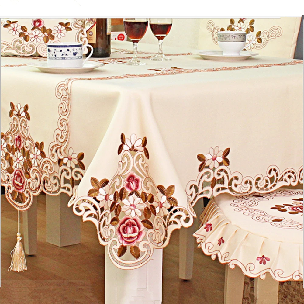 SHSEJA скатерть из полиэстера в европейском стиле вышитые цветочные полые крышка