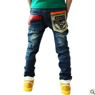 Новинка 2018 джинсы для мальчиков весна-осень с карманами в стиле пэчворк хорошее