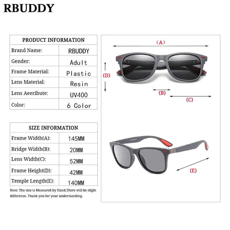 Солнцезащитные очки RBUDDY мужские уличные спортивные поляризационные квадратной