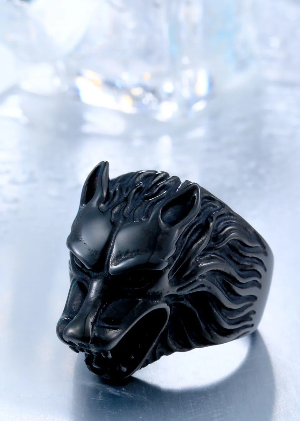 BEIER Dropshipping Cool Wolf Stainless Steel Man Punk Biker Ring BR8-075 US Size