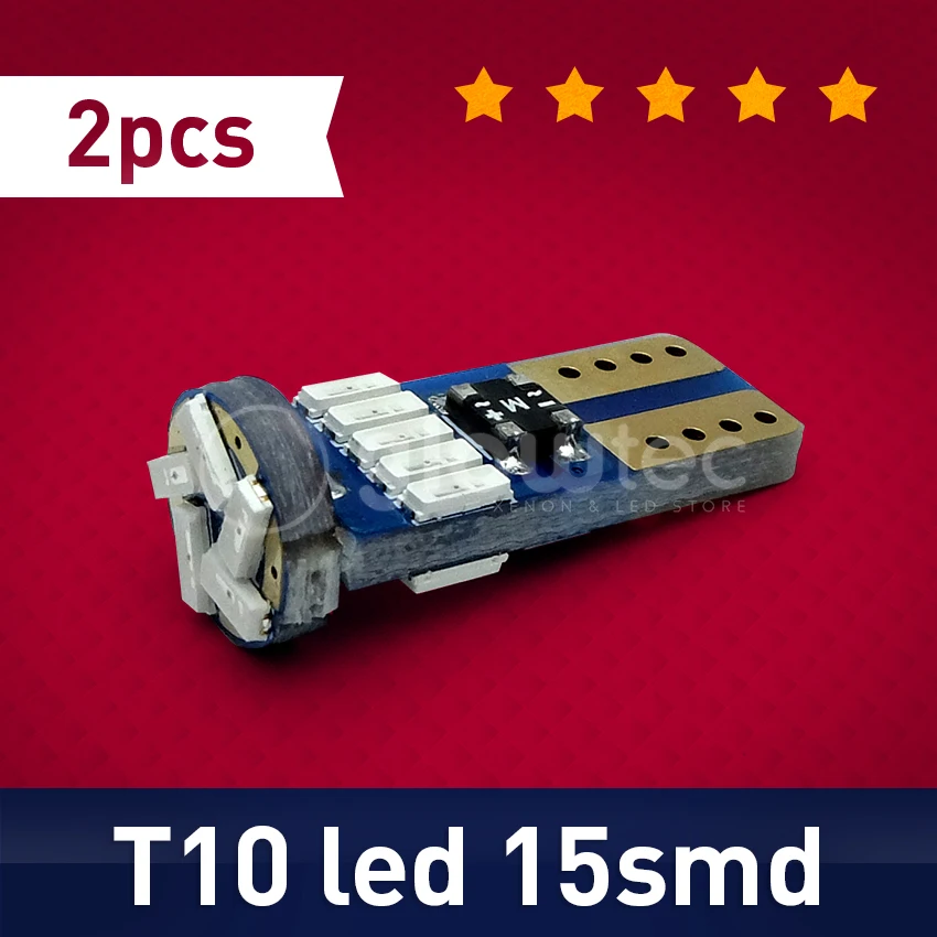 2шт светодиодный T10 canbus W5W Canbus t10 15smd 3014 Светодиодный неполярный светильник лампа