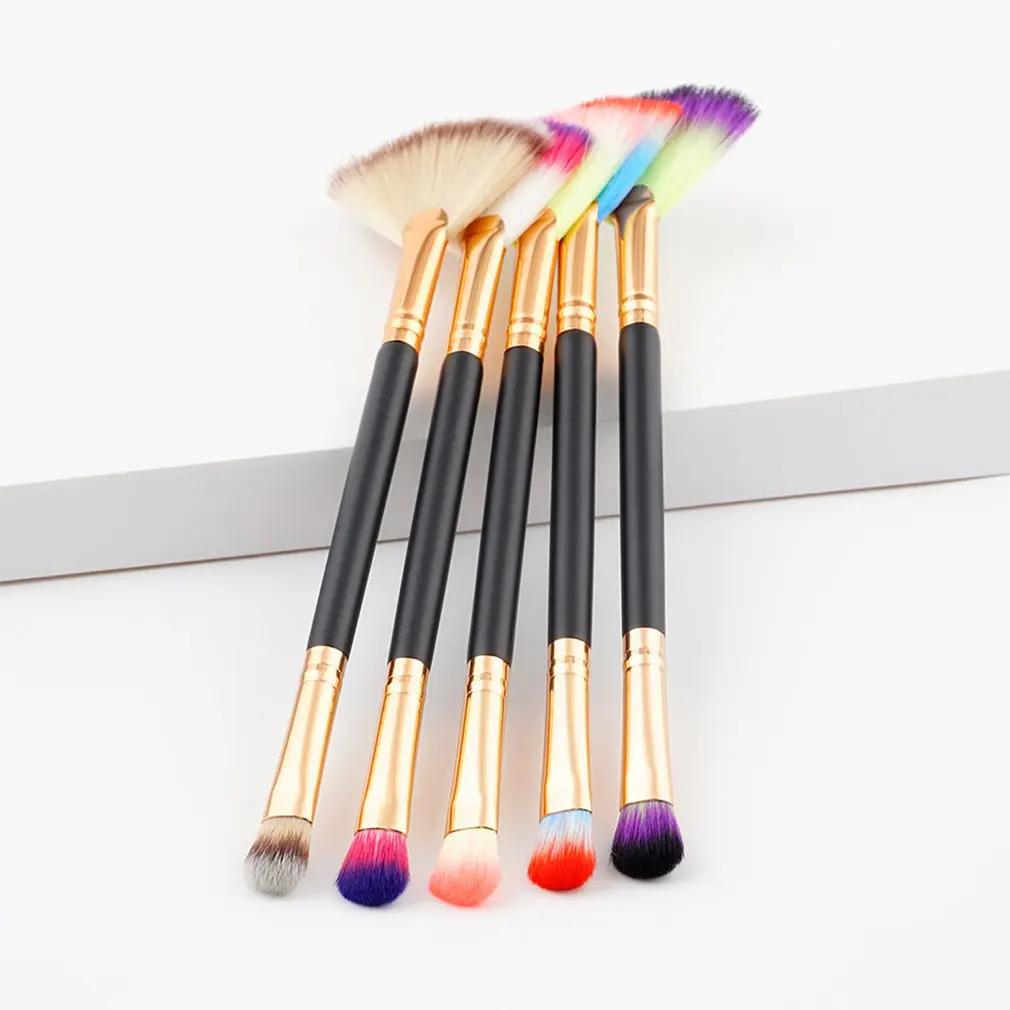 2 в 1 Дуо Веерная Кисть для макияжа домашний теней век Пудра лица Румяна щек