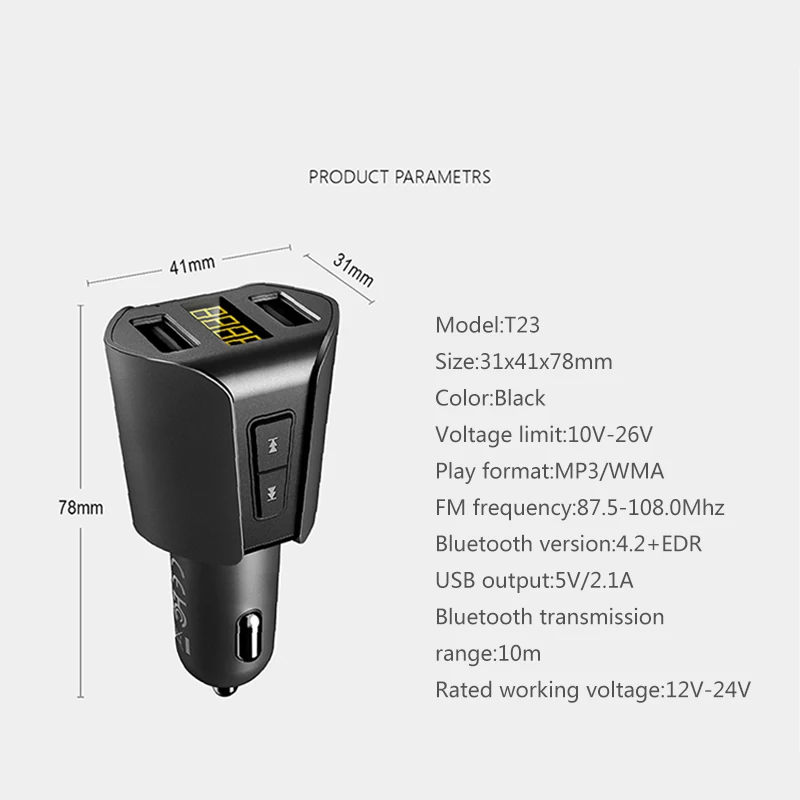 HEVXM fm-передатчик двойной USB T23 автомобильное зарядное устройство Автомобильный MP3 музыкальный плеер U диск плеер Автомобильный Bluetooth трубка- слуховой комплект