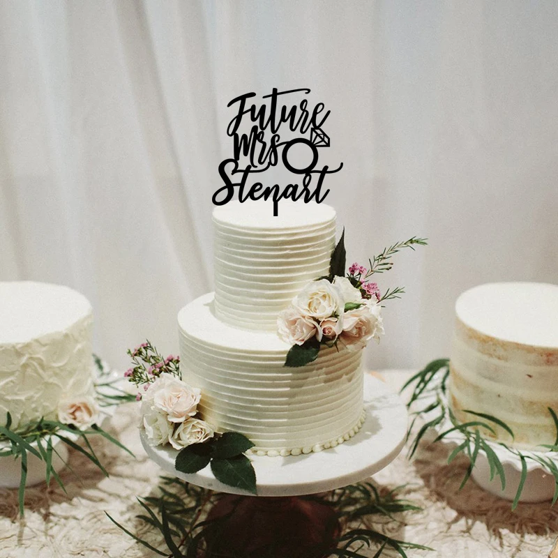 Futurs mrs Love Cake Toppe персонализированные Именные свадебные украшения для торта