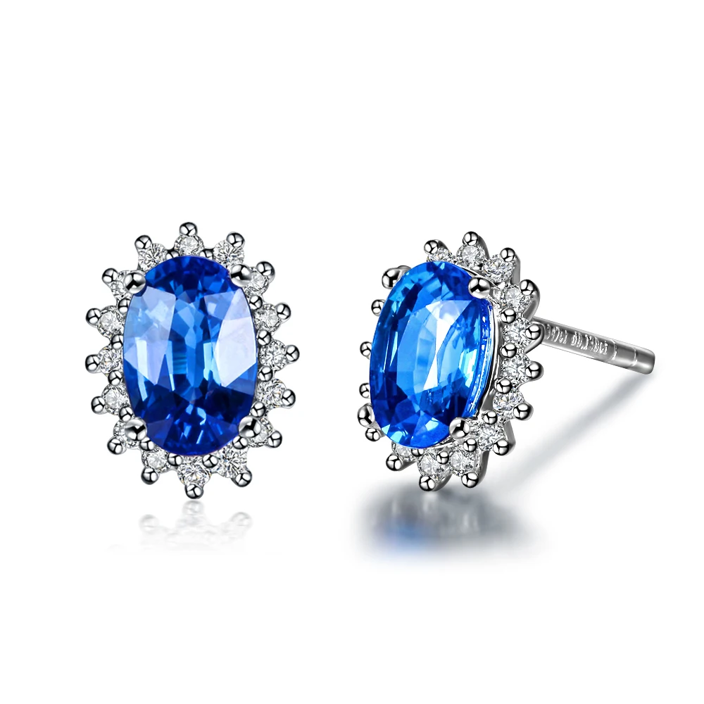 1.2CT сапфировые алмазные серьги GVBORI 18K белые золотые синие Серьги с драгоценными