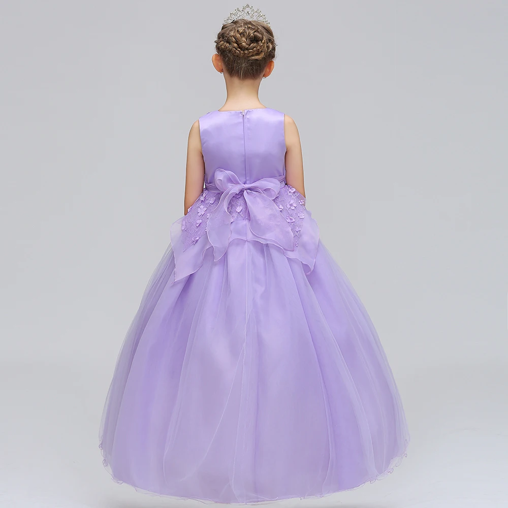 Purple Lace Princess Dresses Kids Prom Gown Evening Dresss Wedding Party Dress Girls Clothes Tulle Children's Costume LP-70 | Детская