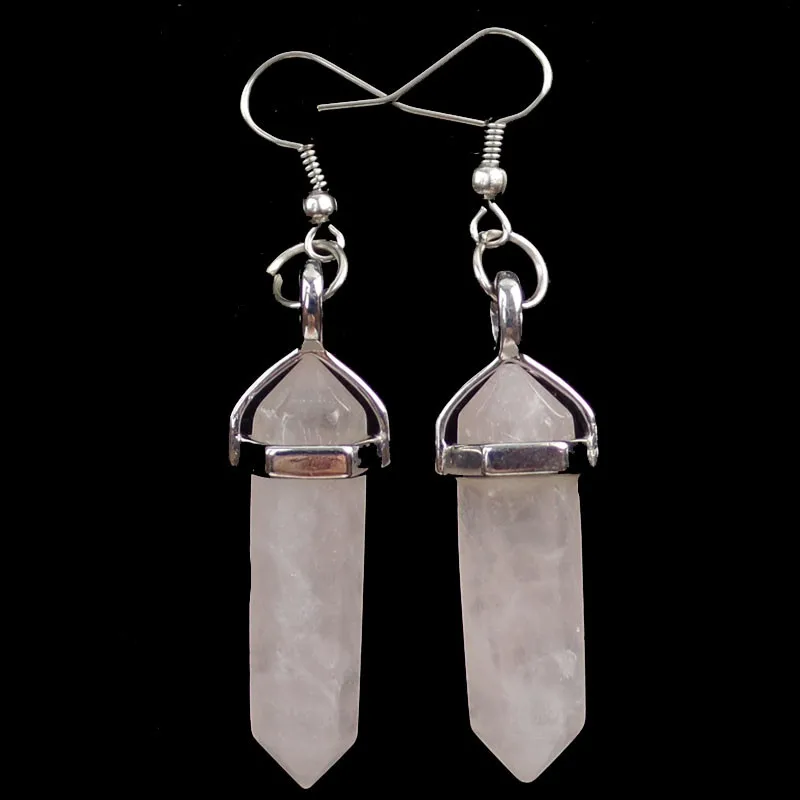 Rose Quartzs Stone Hexagonal Point Reiki Chakra Healing Pendant Earring Necklace SHX1104 | Украшения и аксессуары