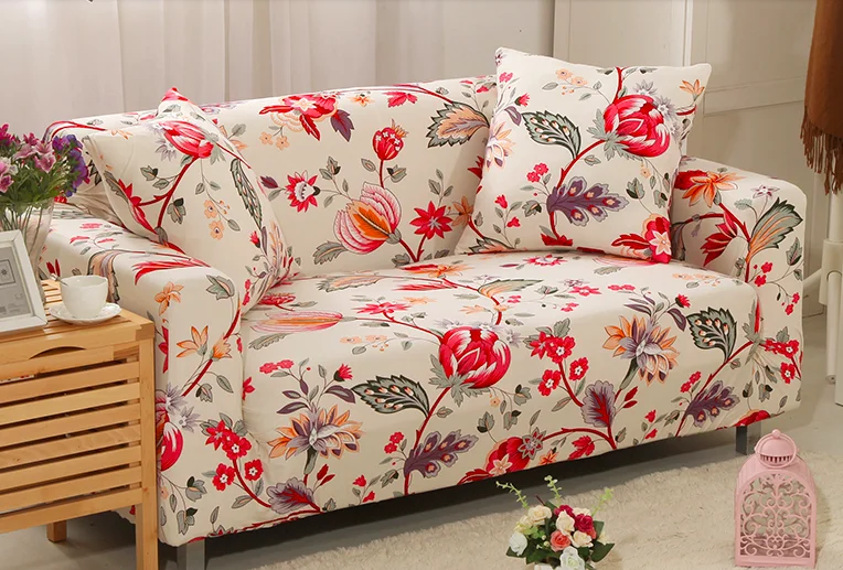 

Spandex Stretch Colorful Flower Pattern Sofa Cover Big Elasticity 100% Polyester Sofa Furniture Cover
