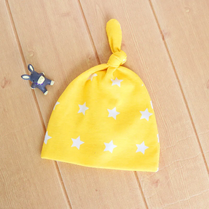 yellow star Хлопковые шапочки для детей шапки и кепки s для 0-12 месяцев Шапочка-бини с мультяшным рисунком зимняя шапочка для новорожденных детей шляпы для мальчиков и девочек аксессуары - Цвет: yellow star