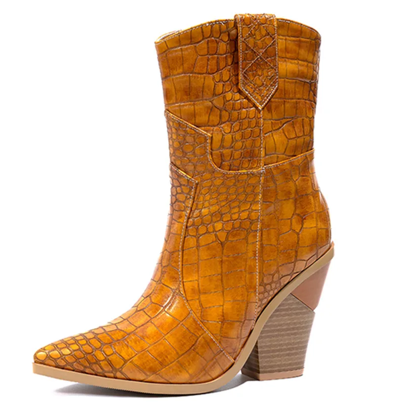 light brown MORAZORA Size 34-46 New Brand ankle boots for women thick high heels ladies autumn winter boos gold silver fashion women boots - Цвет: light brown
