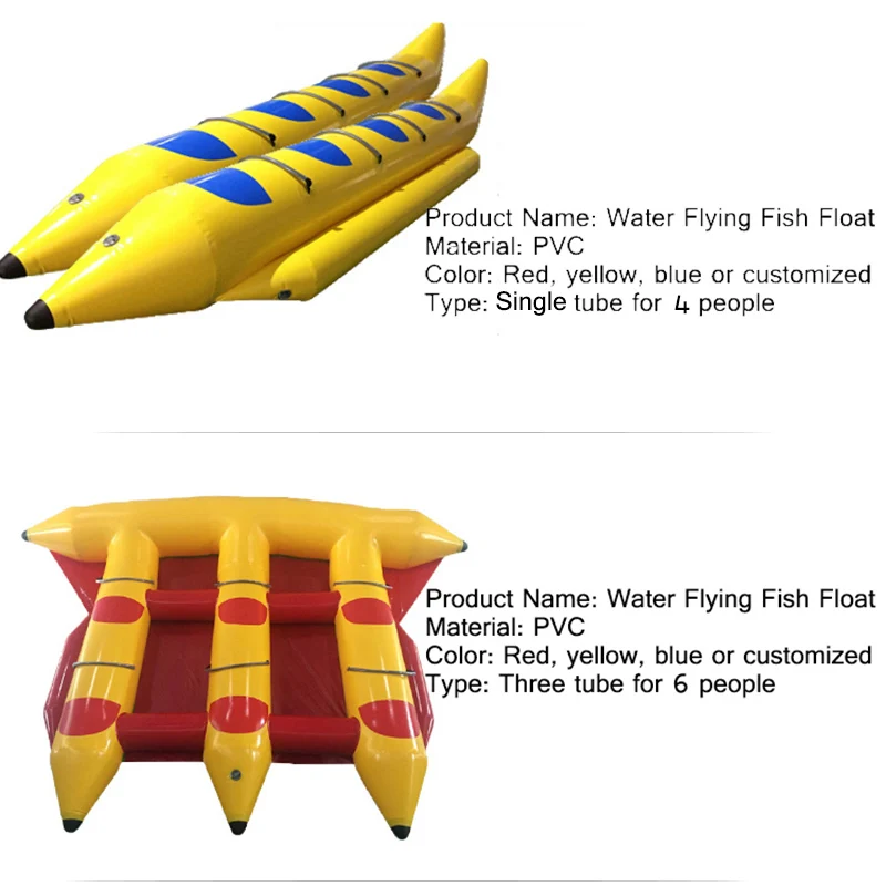 

Summer Water Games Inflatable Banana Boat Flying Fish Boat Comercial Single Tube 6 Seaters Water Floating Toys for Adults