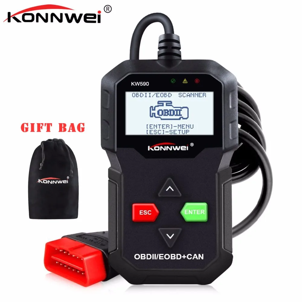 KONNWEI KW590 OBD2 Авто диагностический сканер нескольких языках OBDII код читателя лучше