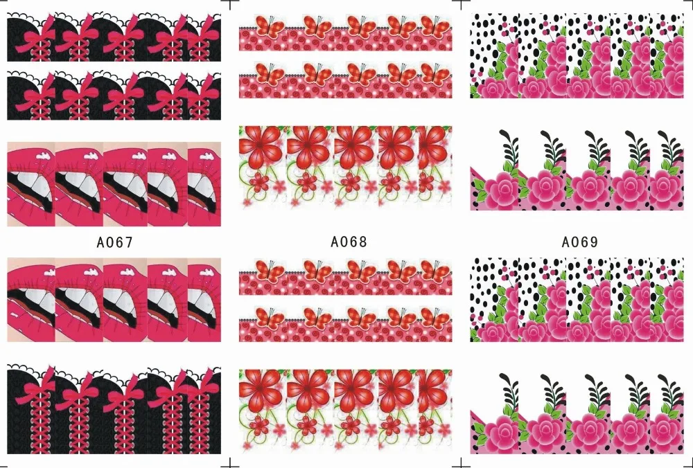 Переводные наклейки на ногти дизайн ногтей переводные в виде розы губ KISS MARK