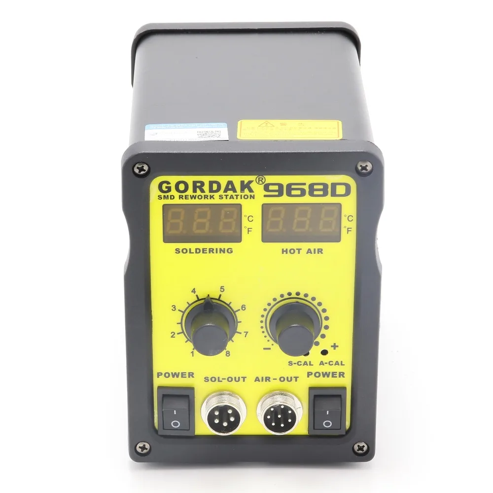 GORDAK 968D двойной цифровой дисплей 2 в 1 горячий воздушный пистолет паяльная станция чип для мобильного телефона Ремонт Инструменты для демонтажа термостат868d